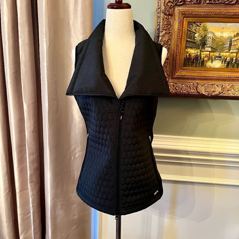 NWOT Women's Kerrits Equestrian Style Quilted Vest Shawl Collar in Black SMALL